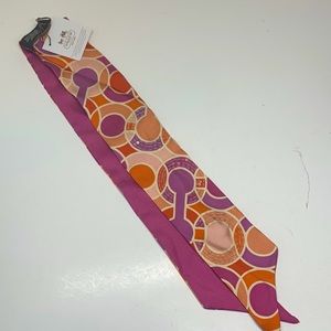 NWT Coach Signature Silk sequin Scarf Reversible for hair bags totes fun add-on